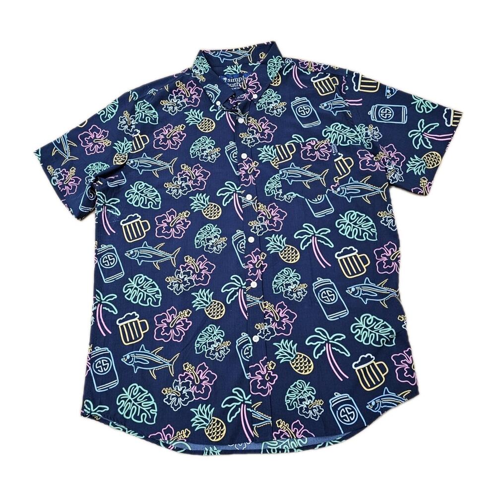 Simply Southern Hawaiian Dri-fit Polo Floral Lightweight Large Pocket Shirt